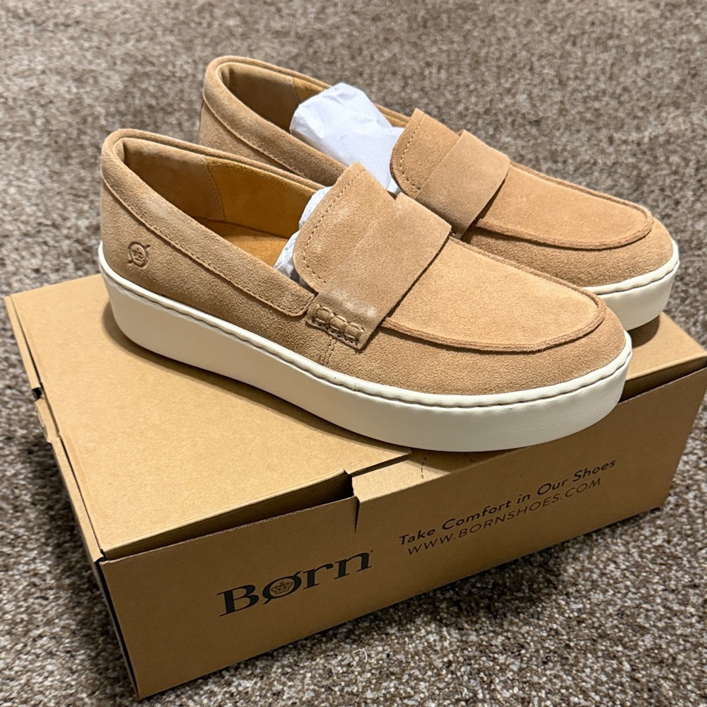 Born Natural Tan Suede Women's Loafers
